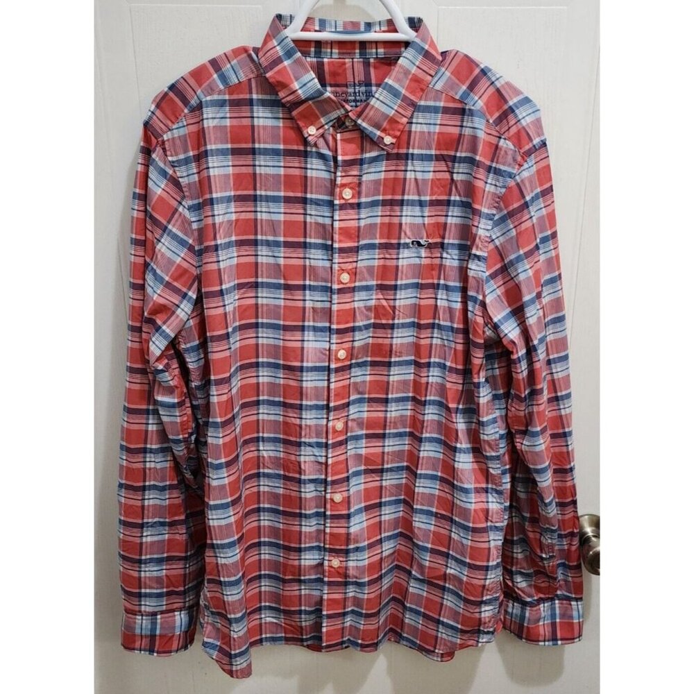 Vineyard Vines Performance Plaid Button Down‎ Classic Fit Whale Shirt Size M